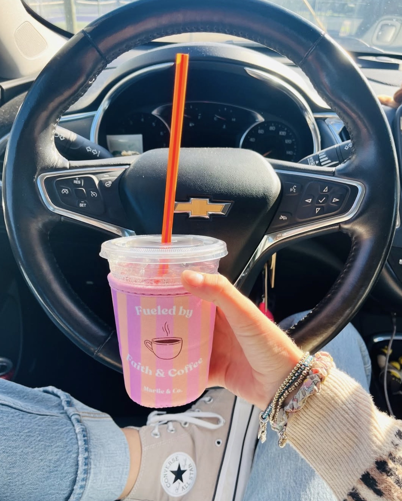 Fueled by Faith & Coffee cup cozy